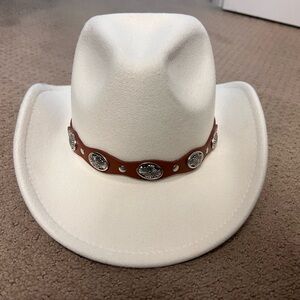 White Cowboy Hat with Brown Band